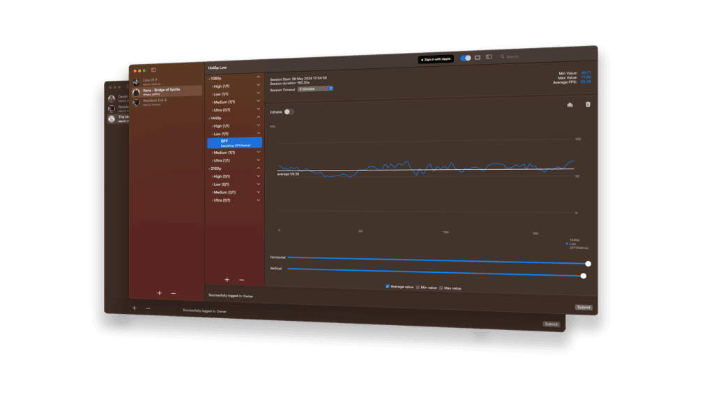 FPS Analyzer tool for collecting game performance data for Mac Games Database